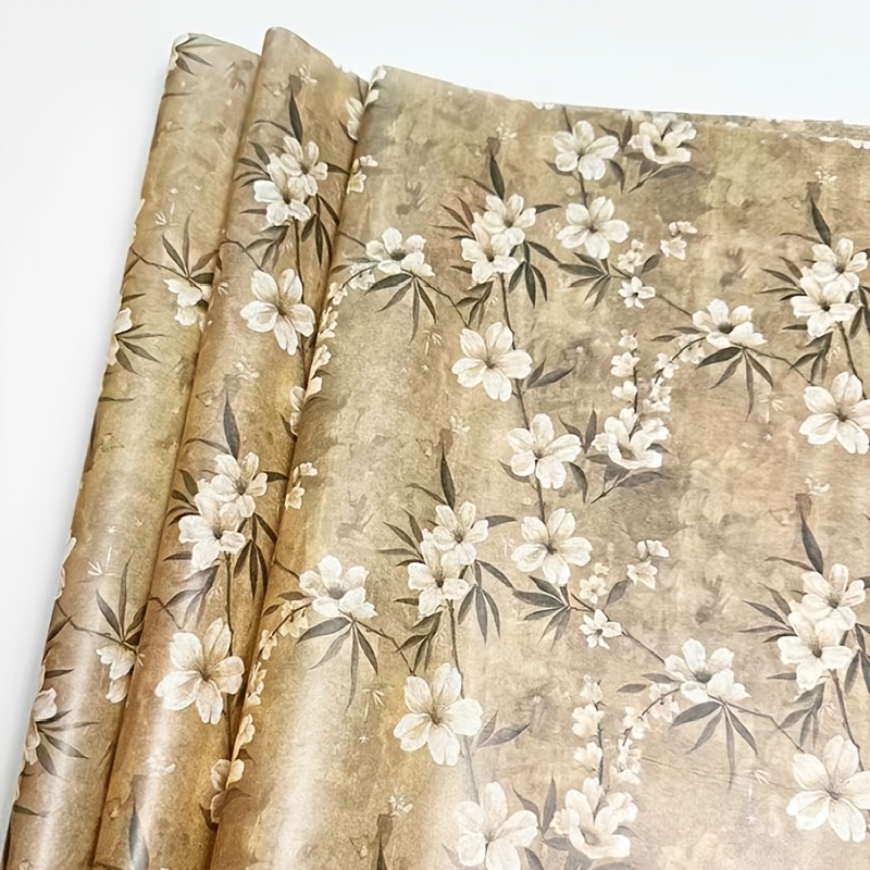 

10/50 Feuilles d'Emballage Cadeau à Motif Floral Vintage, Adapté pour de Bouquets, l'Artisanat, les Anniversaires, les Décorations de Mariage, les Boîtes Cadeaux et les Sacs Cadeaux, 14*20 Pouces