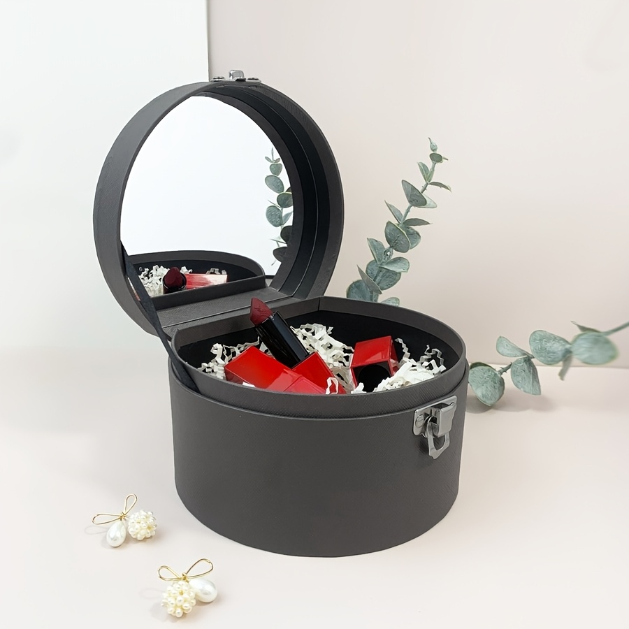 Gray Arched Jewelry Box with Mirror, Versatile Gift