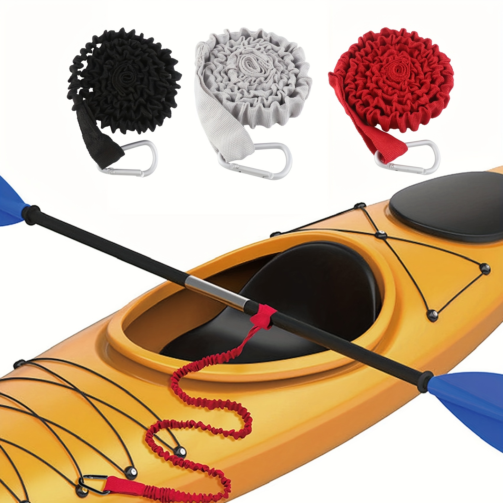 Adjustable Kayak Canoe Paddle Fishing Rod Lanyard Elastic Surfboard  Anti-lost Secure Leash Rope Tether Holder