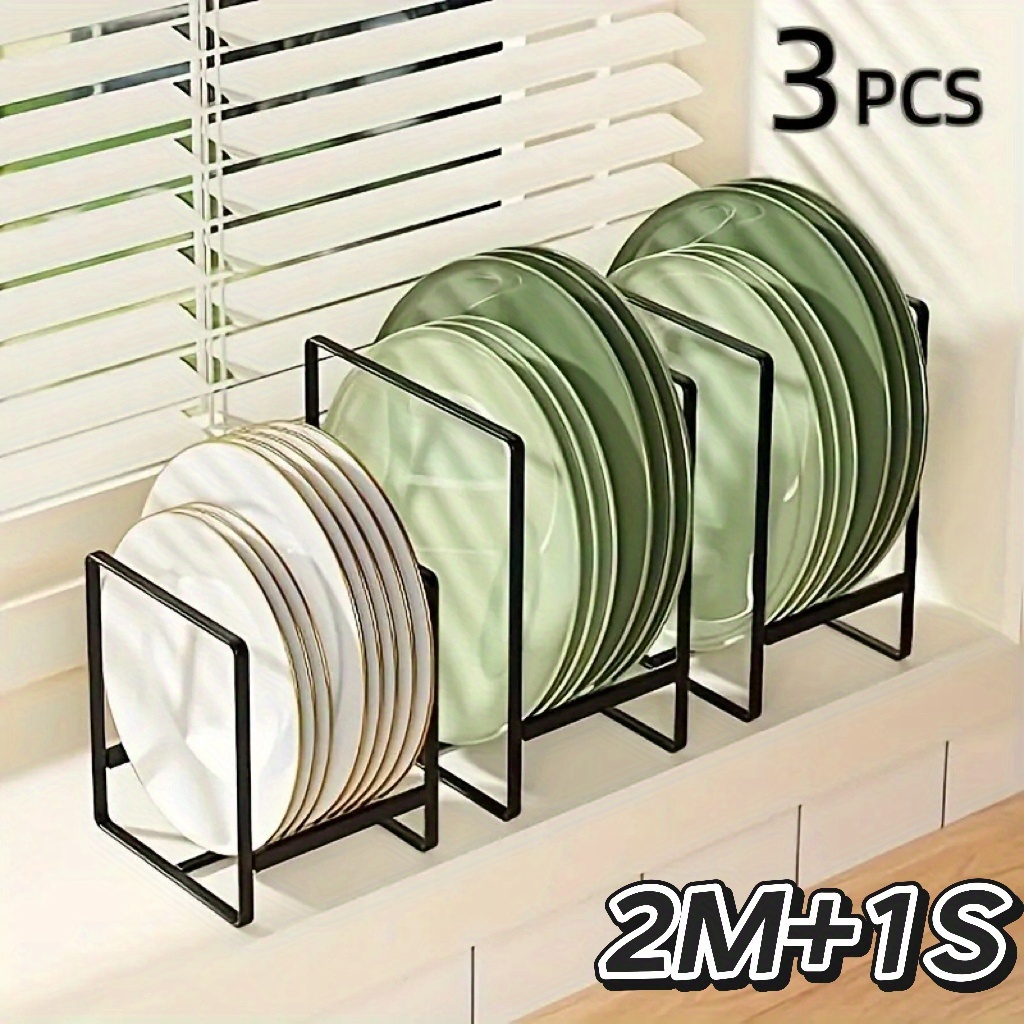 E-shop 1/3 Stück Metallplattenhalter Organizer, Vertikaler Plattenhalter, Robuste Anti-Fall Metallkonstruktion, Platzsparend, Geeignet für Geschirr,