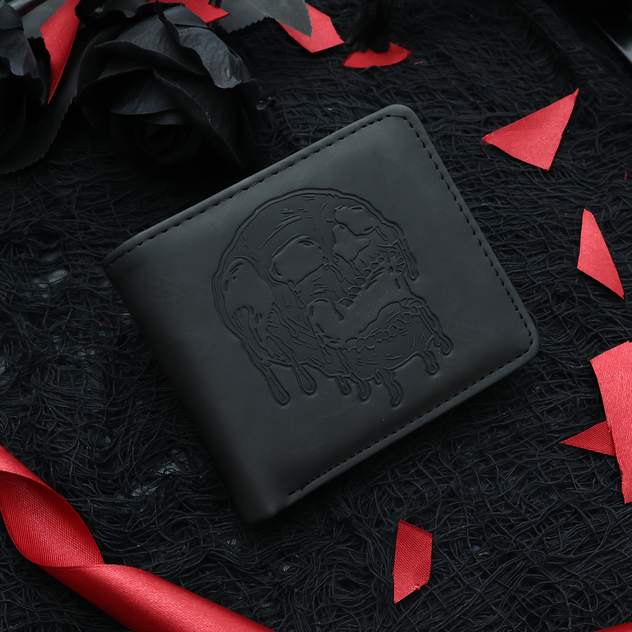 Personalized Skull Fashion Ruffle Men's Large Capacity Wallet Multi-functional Card Holder Coin Purse