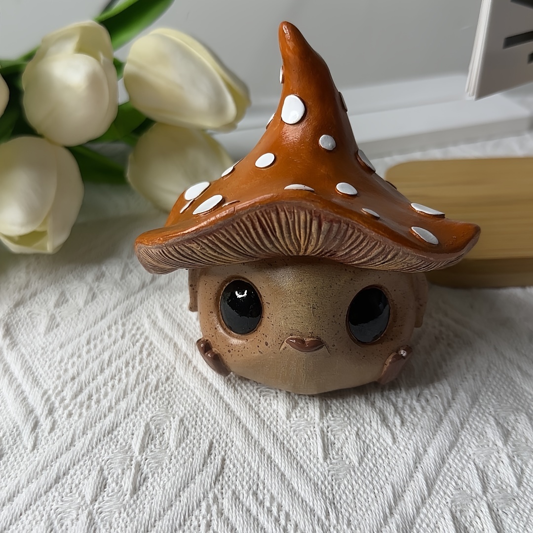 

Resin Mushroom Cap Creature Figurine, Quirky Alien Pet No.9, Home Office Desk Garden Decor, Whimsical Resin Art Sculpture