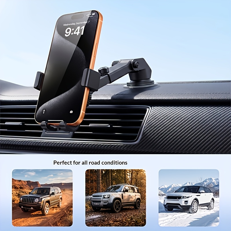 TEMU 1pc Suction Cup Car Phone Holder, For Car Navigation, Universal Telescopic Car Phone Mount, Multifunctional Dashboard Navigation Holder,