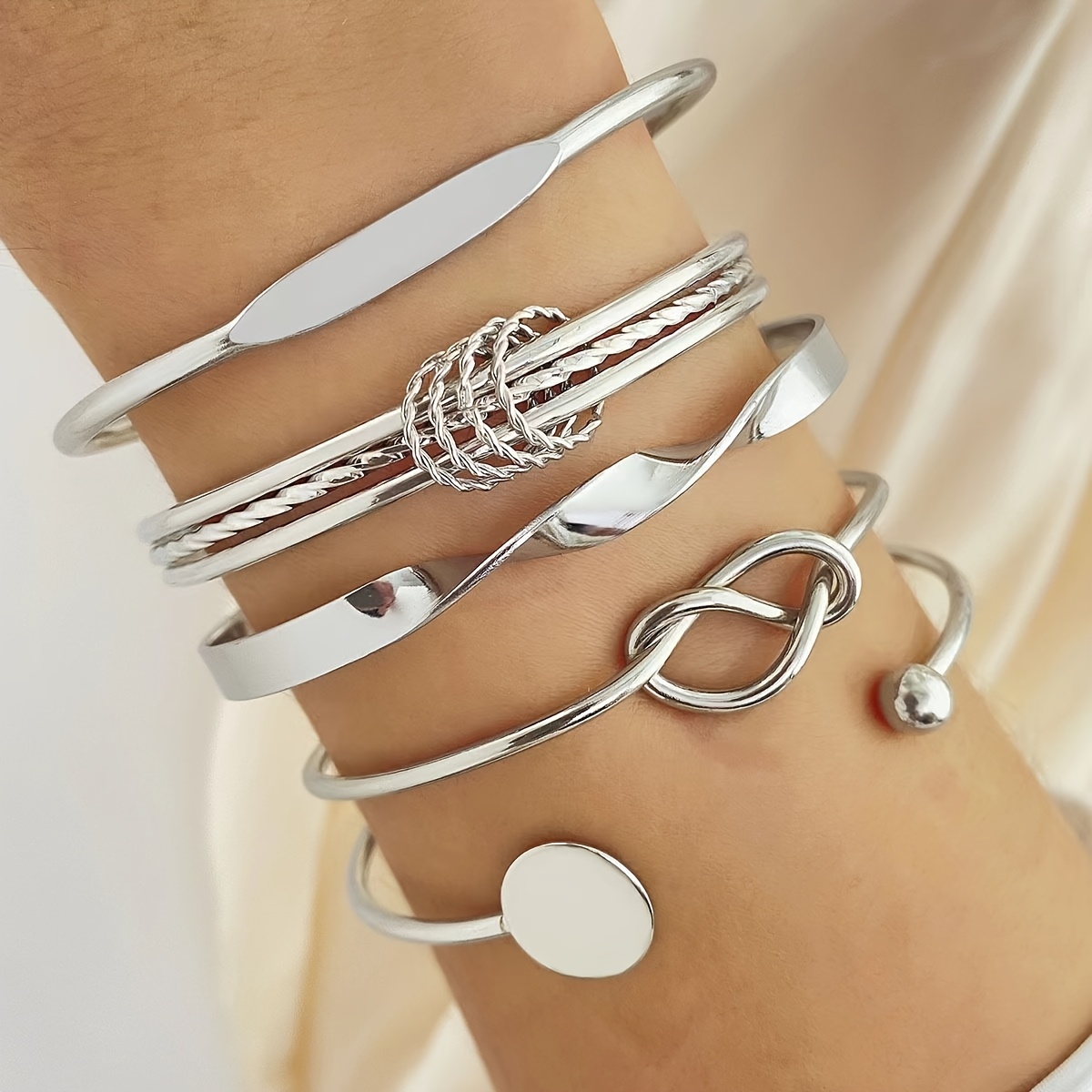 5pcs knotted bow ring open stackable set