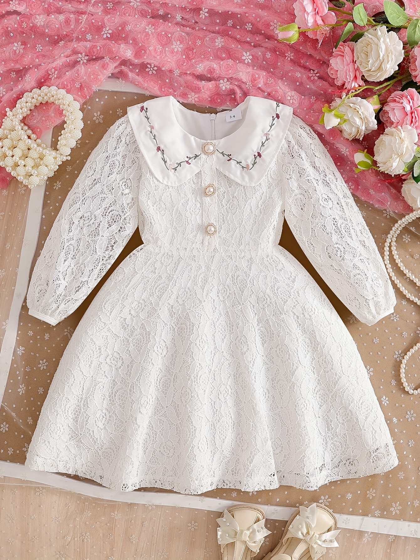 long sleeve floral dress knee length Kiyonna Plus Size Wildflower Embroidered Floral Mesh Dress main image 0