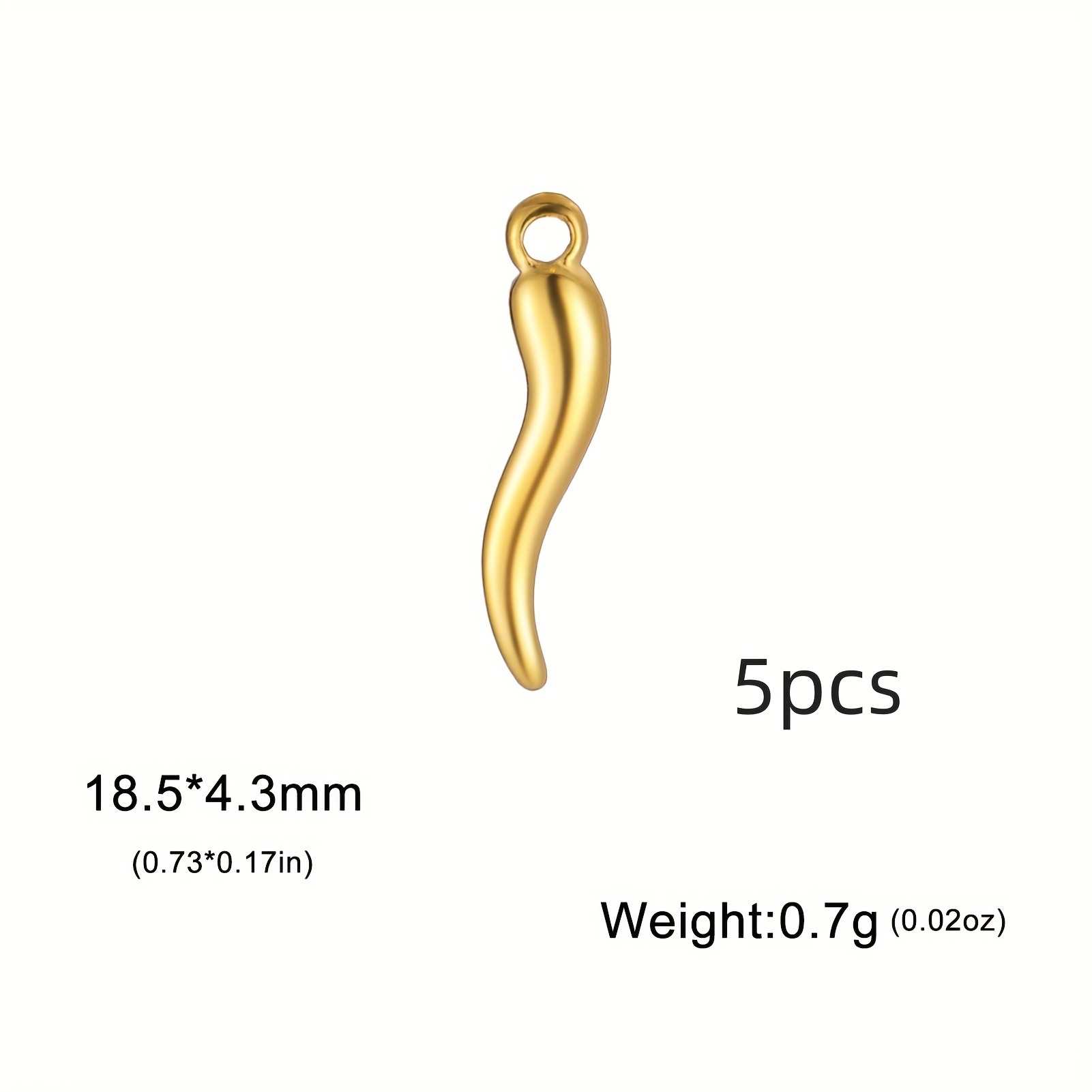 TEMU 5pcs Kkjoy Style Stainless Steel Chili Pepper Charms, Italian Trumpet Pendants For Diy Necklace, Bracelet, Earrings, And Love Symbols Jewelry Making