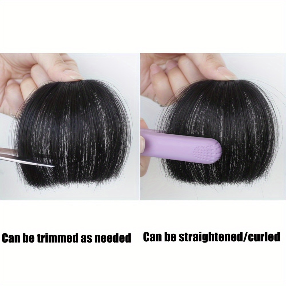 clip in human hair straight bangs extension for women elegant daily wear hairpiece black   natural   for all     styling sleek straight hair textured hairpiece details 5