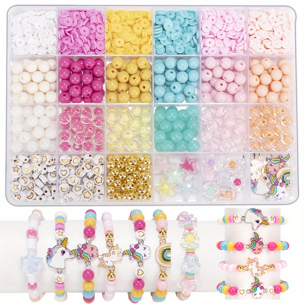 

1000pcs Diy Jewelry Making Kit With Unicorn Charms, 8mm Round Acrylic Beads, Star Flower Pumpkin Beads & , For Making Jewelry, Diy Bracelets