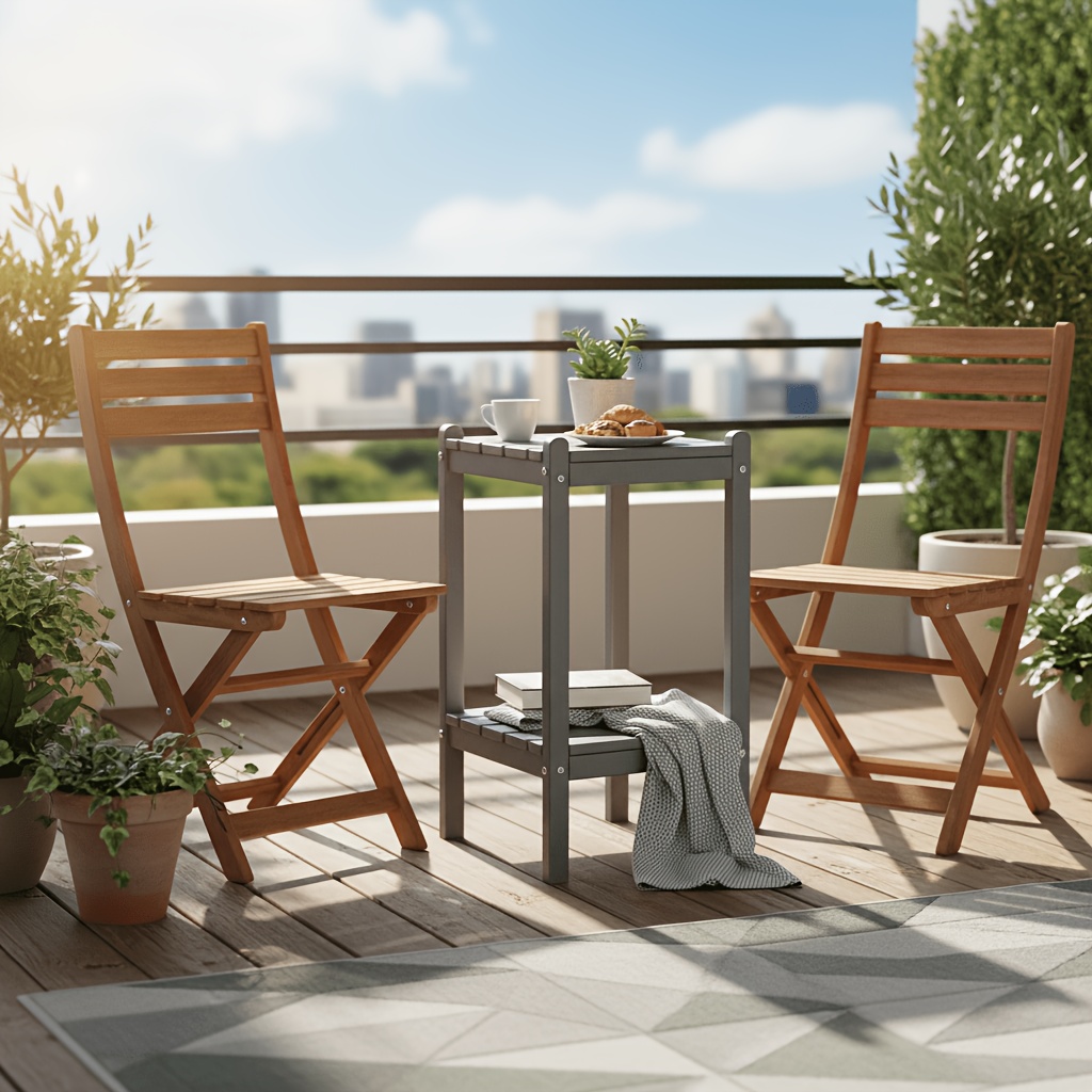 Outdoor HDPE Double-layer High Side Table, Leisure Side Table with Double-Layer Storage Design, Multifunctional Small Coffee Table, for Courtyard, Pool, Terrace And Balcony, Gray