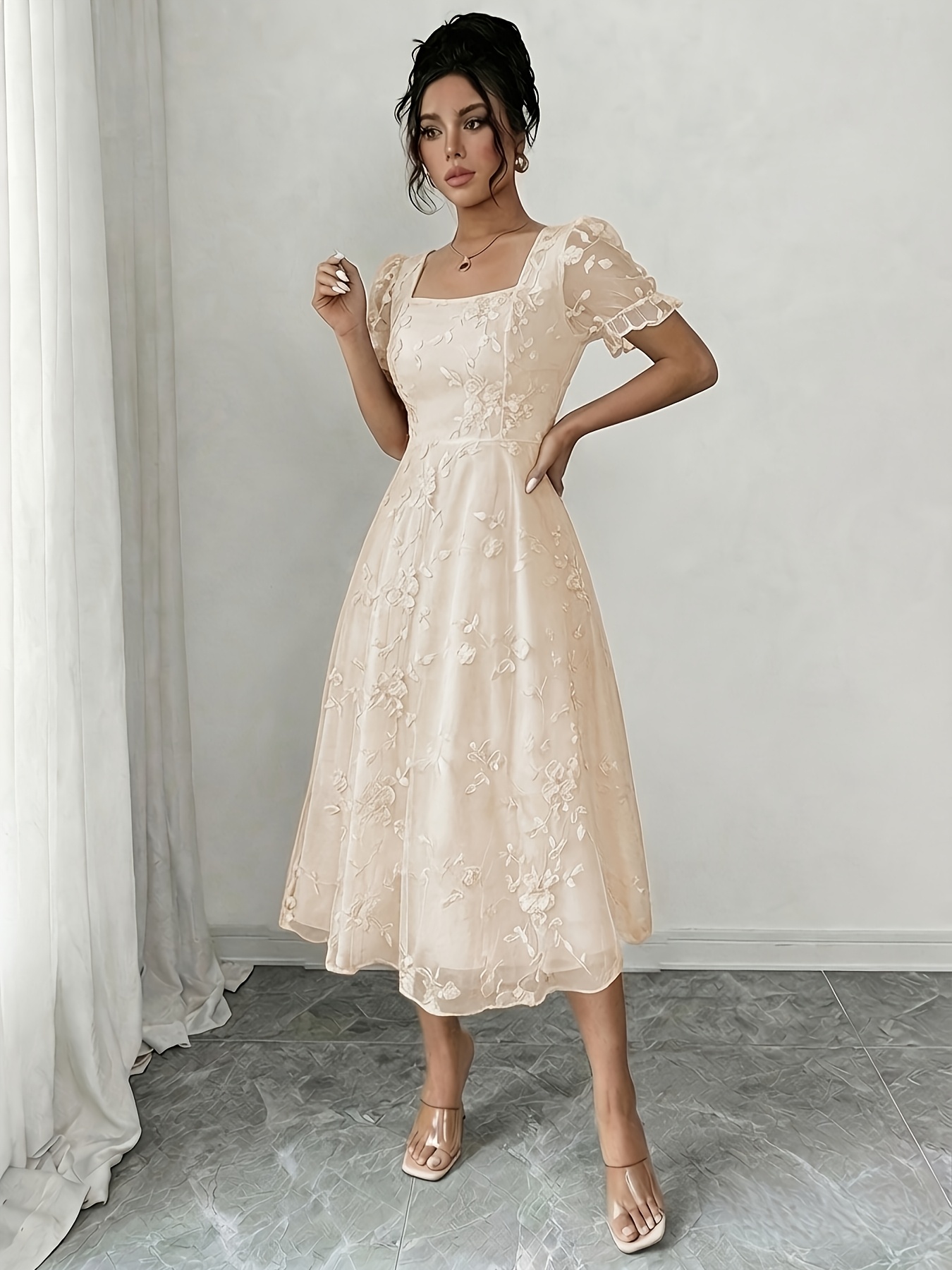 modal soft & lace trim straight-neck slip dress Stolen Stores SWAN MAXI SLIP LACE DRESS IN DUSTY BLUE main image 1