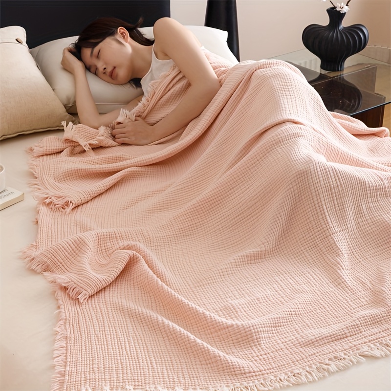 Image of 4-layer Cotton Gauze Blanket | Soft, Breathable, , Multi-functional, Suitable For Living Room, Bedroom, Sofa, Cool