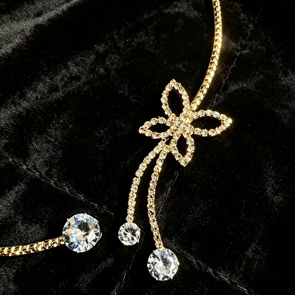 Blingbling Butterfly Rhinestone K Plated Open Collar Choker Necklace