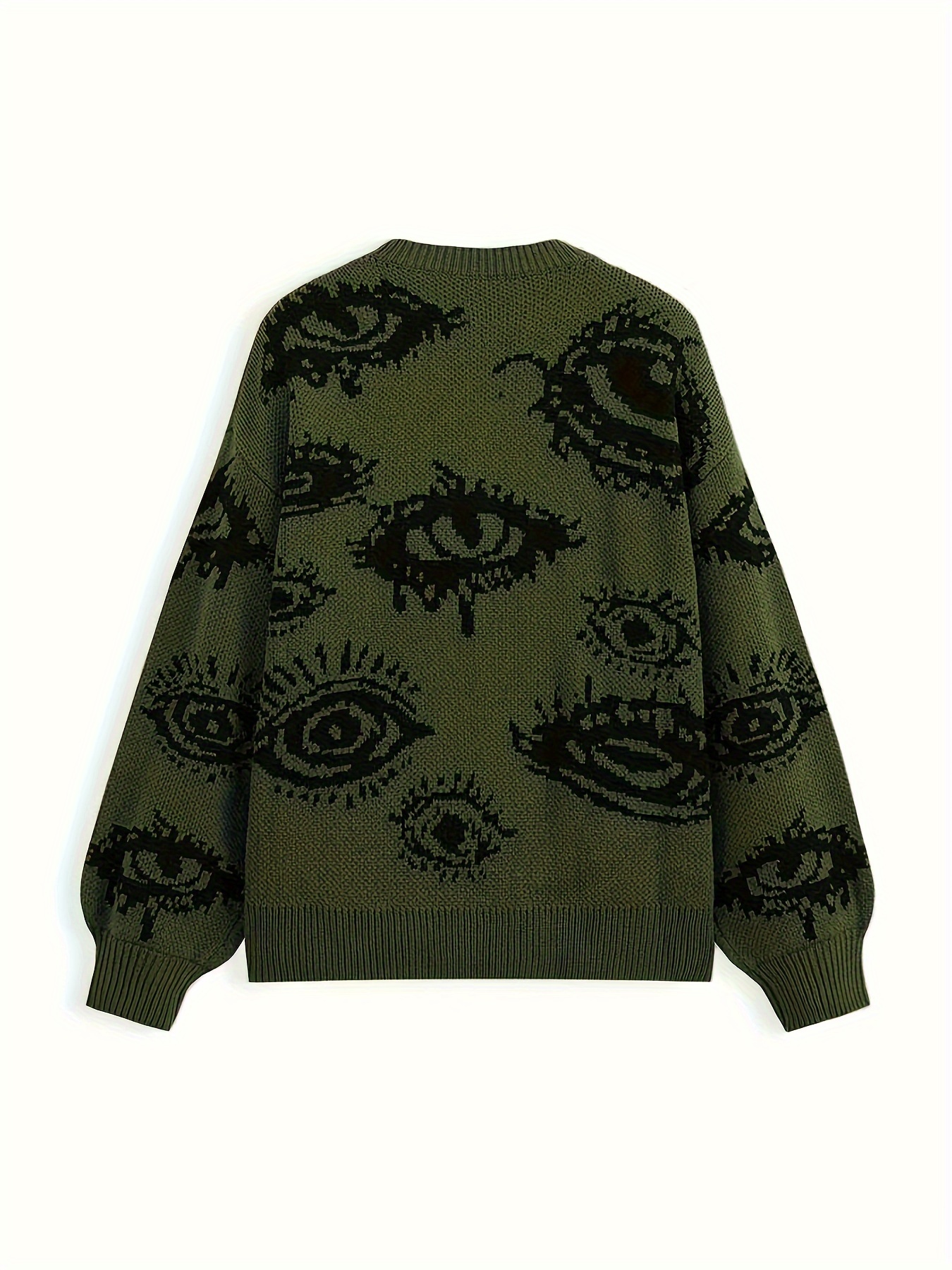 women's y2k punk eye print loose fit long sleeve sweater - Temu