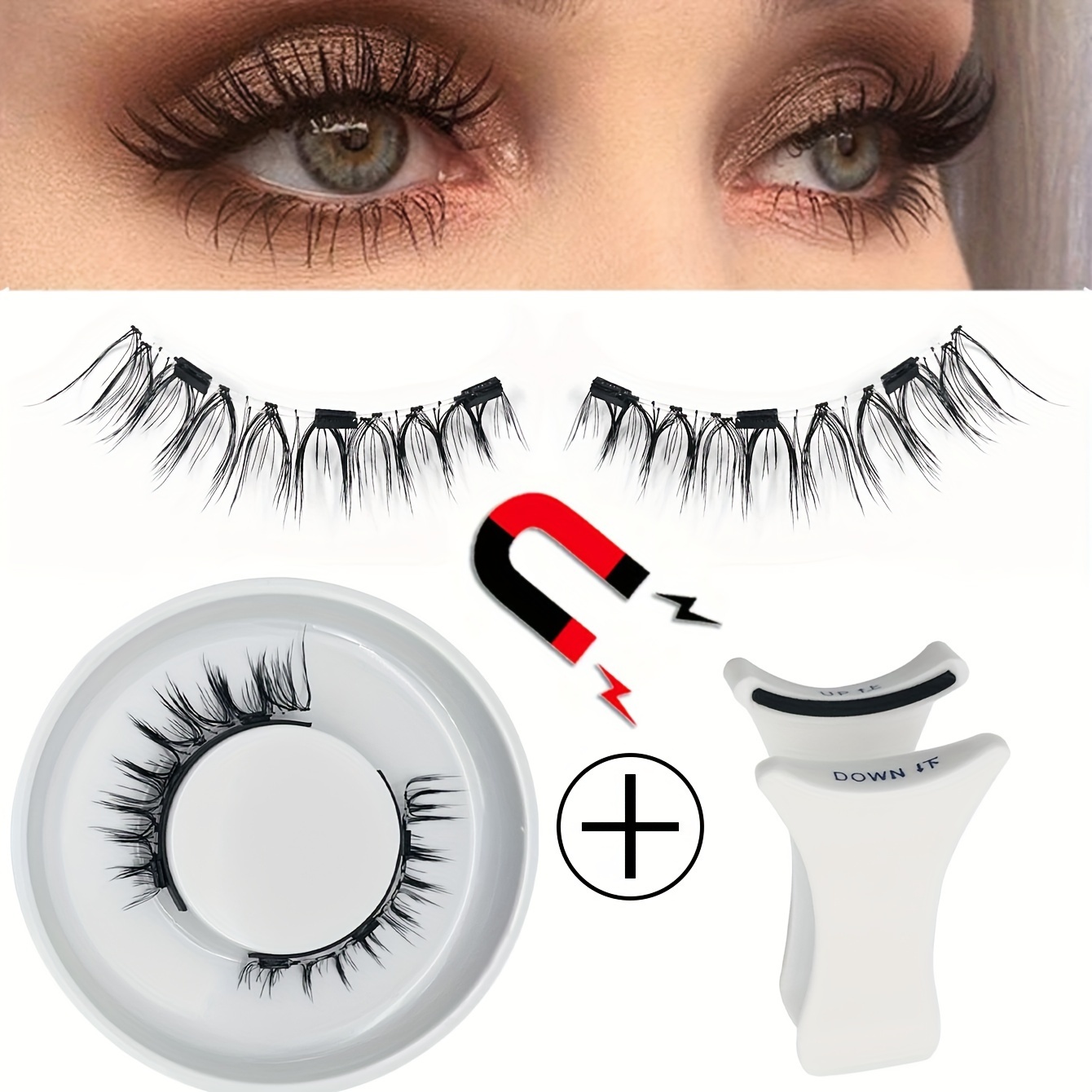 

Magnetic False Eyelashes Set - Waterproof D Cat Eye Natural Look Fluffy Lashes, Reusable Single Pair 6-12mm Length, 0.07mm Thick, Easy To Use For Beginners - Strong Magnet Design, Glue-free