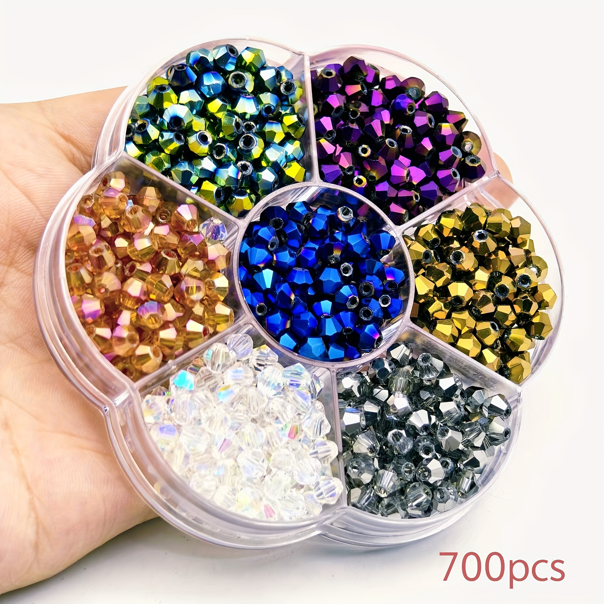 Image of 4mm Glass Diamond-shaped Beads, Cut, Enhancing ; 7 Different Colors With Iridescent Effect, Used For Jewelry Making Bracelets, Necklaces, Earrings And Other Additions