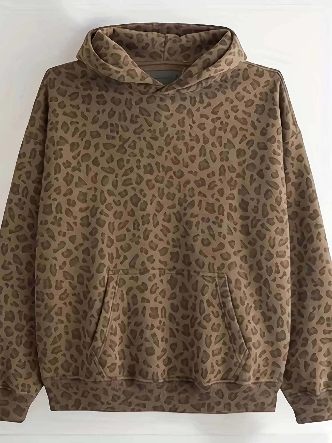 y2 leopard print hoodie oversized cozy cotton - Temu