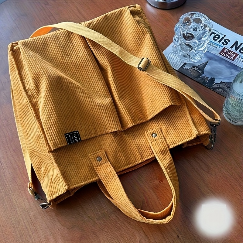 Image of Korean Style Handmade Autumn Winter Corduroy Ins Literary Easy Commuter Vertical Single Shoulder Crossbody Cloth Casual Bag