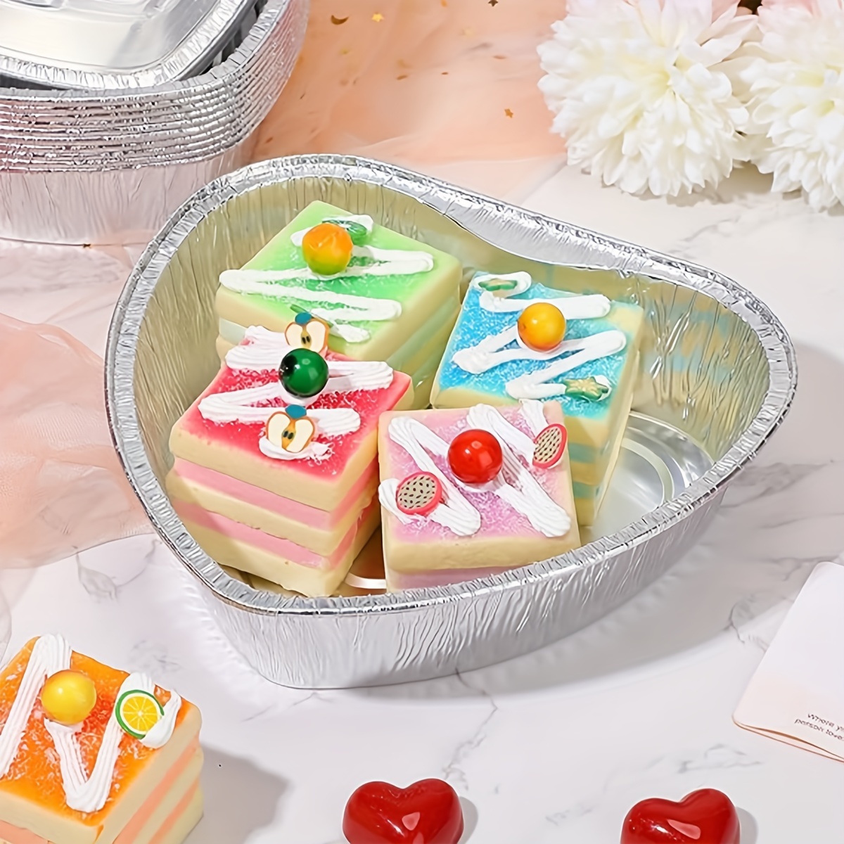 Baking Cups Heart Shaped Cake Pans Aluminum 10pcs 100ml Valentines