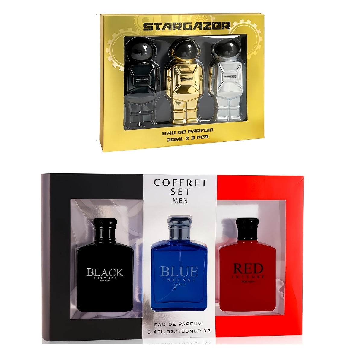 2-pack Gift Set Bundle | /blue/red Fruity Herbal (100ml×3) + Stargazer Astronaut Trendy Oriental (30ml×3) | Long Lasting, All-, Ideal Gift For Men