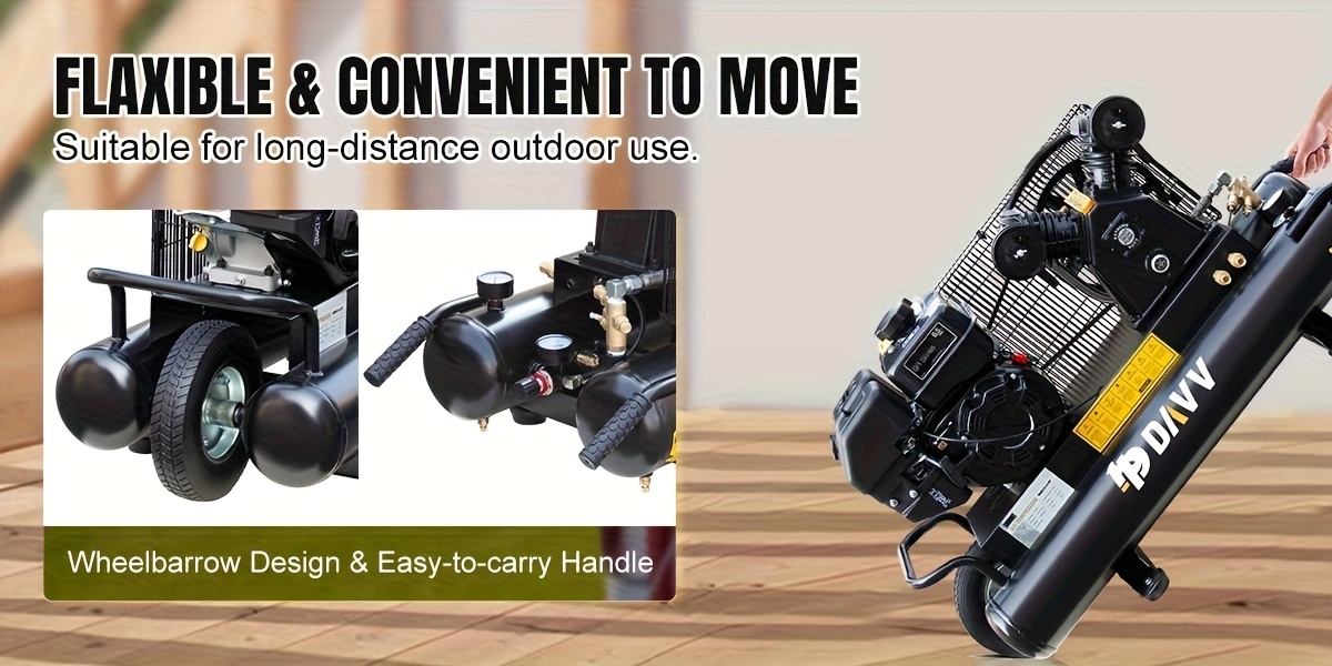 6 5  gas powered portable air compressor with 9 gal   12 cfm 125 psi without battery Product details 1