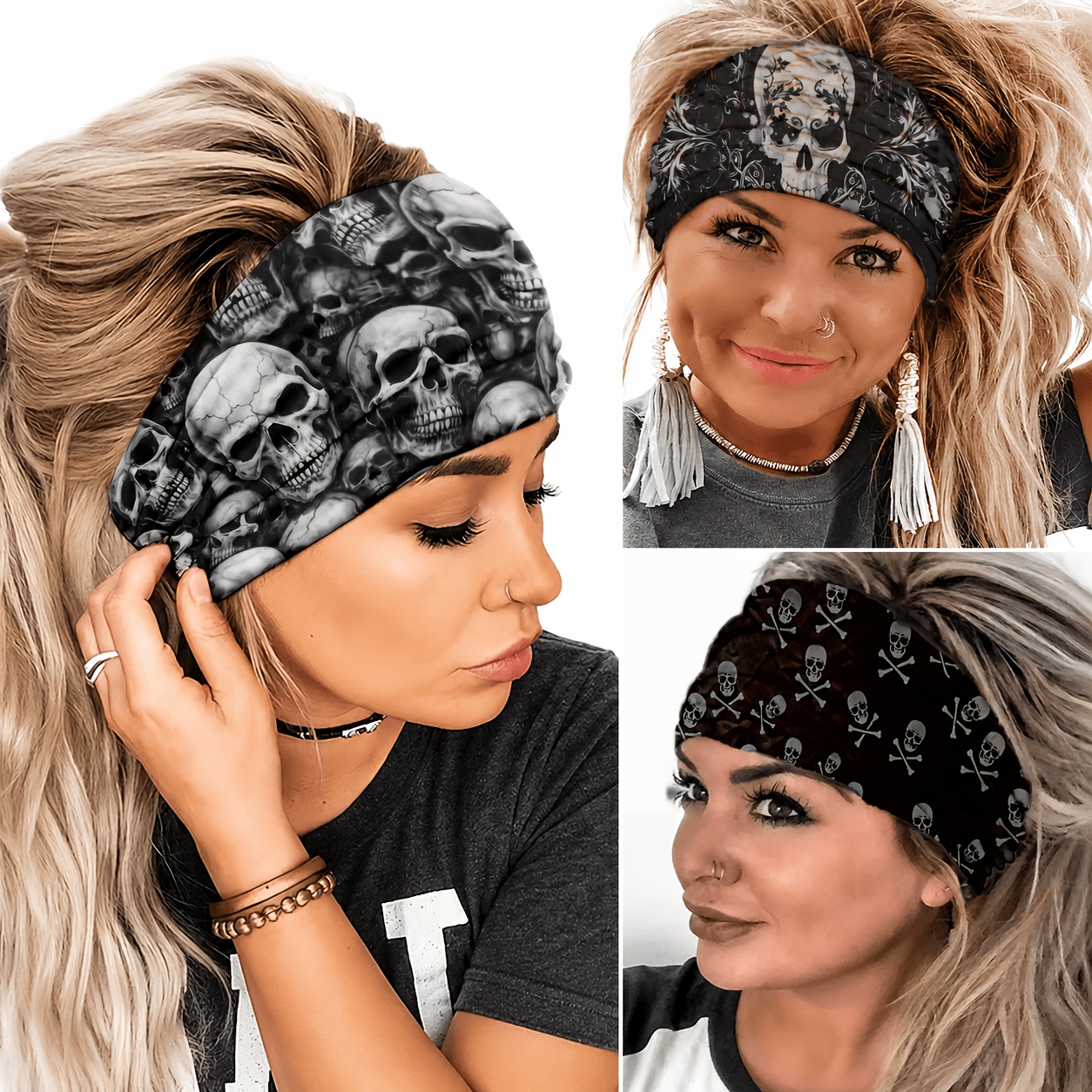 TEMU 3pcs Pattern Hairbands, Soft And Stretchy, Made Of Breathable, Sweat-wicking Fabric. Wear, Yoga, Running, Cycling, Gym Workouts, And Exercise.