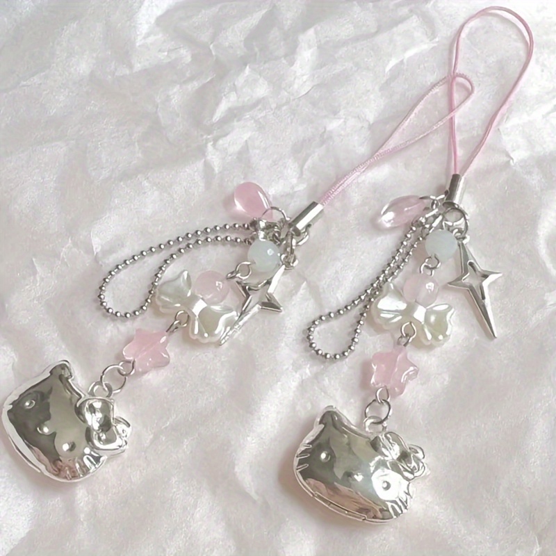 

Sanrio Hello Kitty Cell Phone Rope Chain, Sanrio Anime Pendant, Beads Strand Bracelet Diy Jewelry Accessories Toy