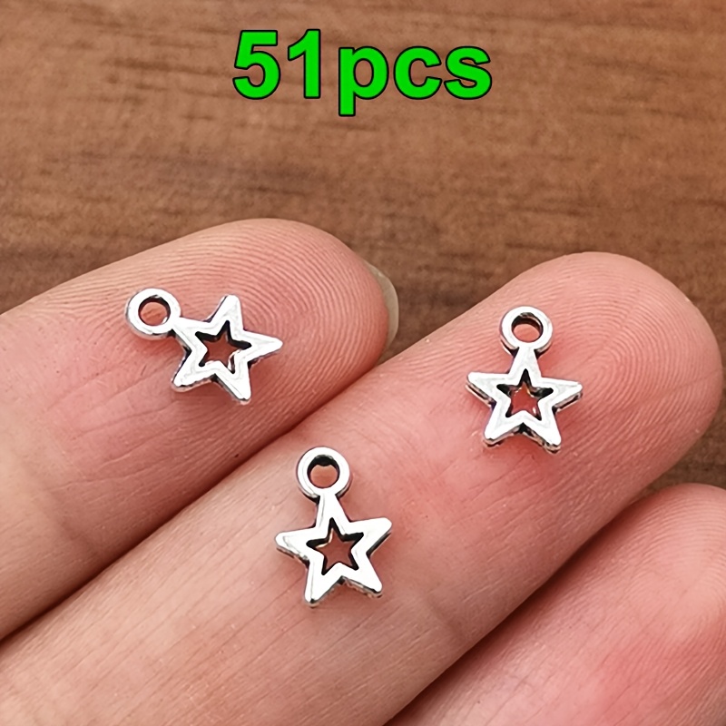 TEMU 51pcs Mini Star Pendants, Women's Fashion Pendant Charms, Diy Handmade Necklace, Earrings, Bracelet, Anklet Accessories, Bohemian Style, Jewelry
