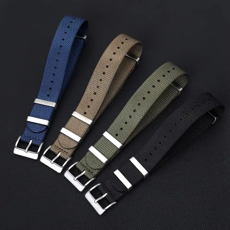 Cinturino per orologio in nylon monopezzo Ayadoo, cinturino di ricambio in stile milare marrone nero con fibbia in acciaio inossidabile, larghezza 18 20 22 mm 1511 Cinturino per orologio in nylon monopezzo Ayadoo, cinturino di ricambio in stile milare marrone nero con fibbia in acciaio inossidabile, larghezza 18 20 22 mm 1511