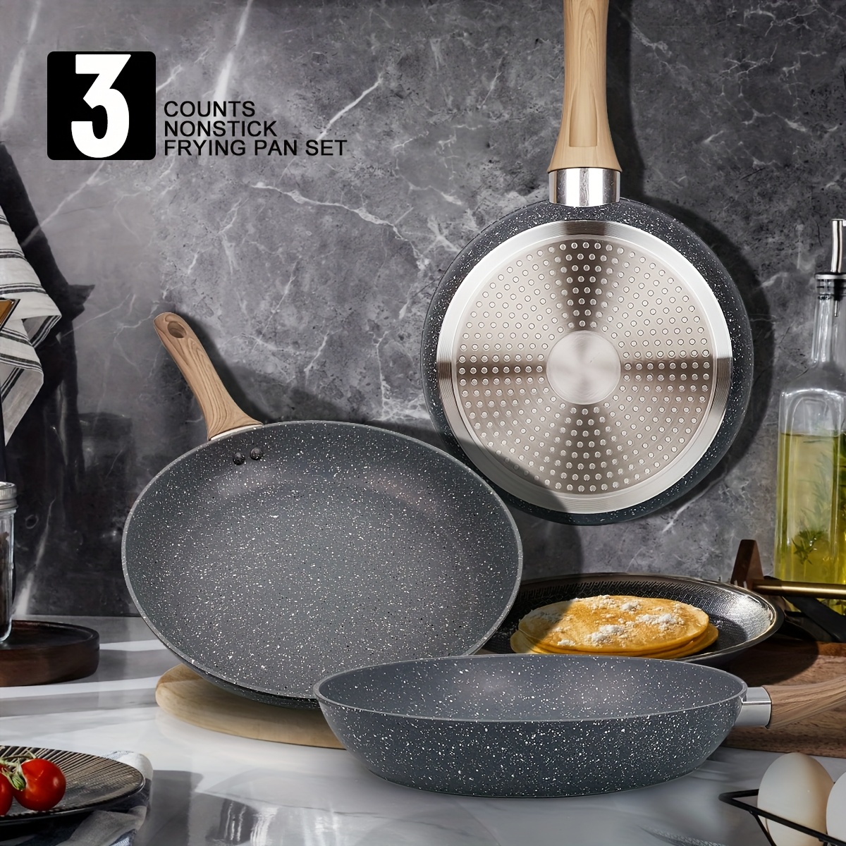 3-teiliges Mehrzweck-Set mit Antihaftbeschichtung, Premium-Topf * Eintopf *-Topf, keine chemische Beschichtung ist sicherer, zweite Reinigung * Zeit und Mühe, ideal für Haus* und professionelle *