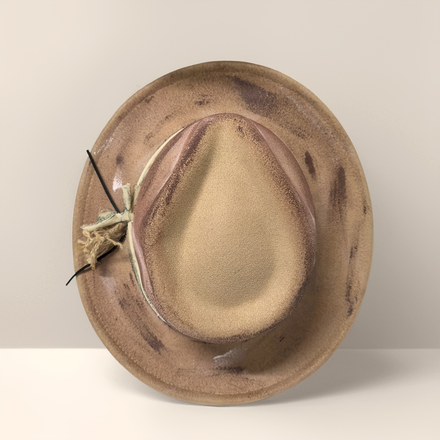 Handmade Vintage Fedora Hat - Adjustable Wide Brim Jazz Cap with Light Brown/ Brown/, Lightweight & Durable for Women & Men