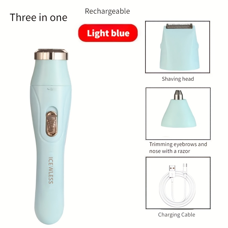 3 in 1 electric epilator set usb rechargeable face trimmer nose hair trimmer bikini armpit leg hair nose hair remover for men and women details 0