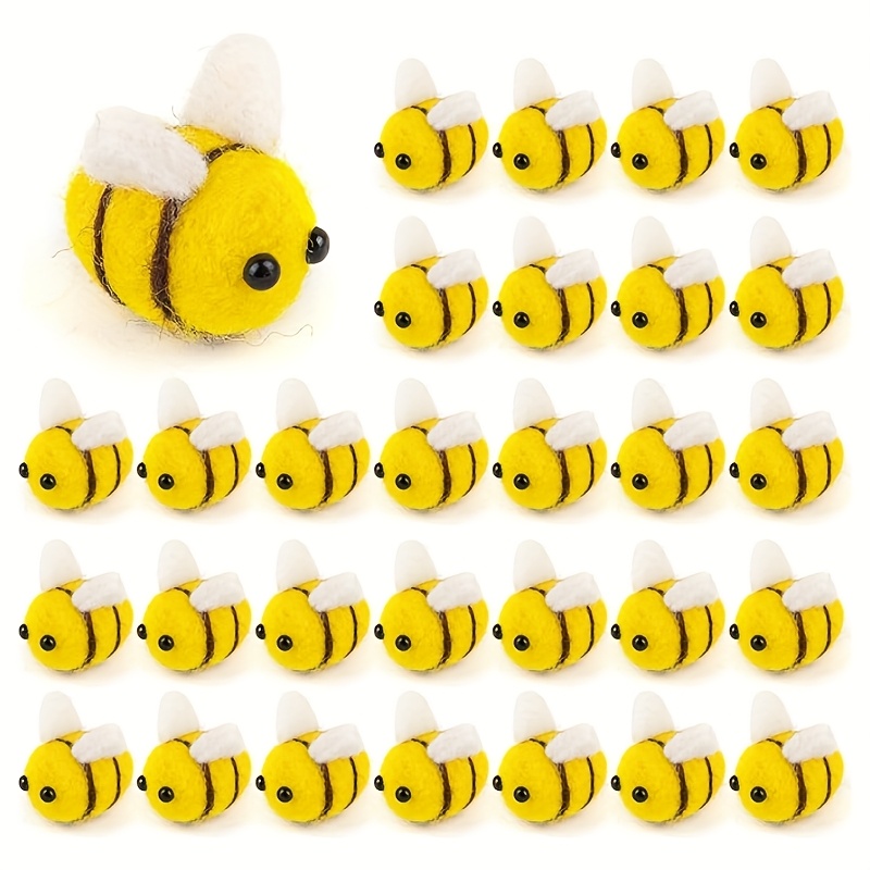 

25pcs Set Of Wool Felt, Bees, Cute Crafts, Fans, Bee Accessories Decorative Balls, Diy Crafts