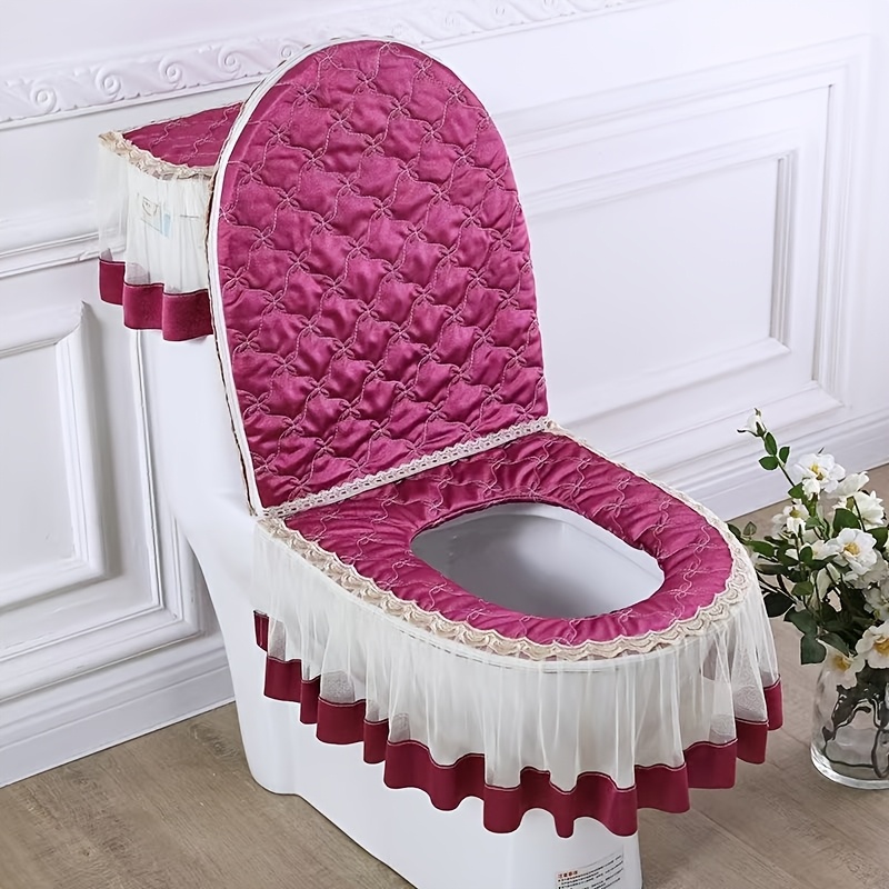 european style lace trimmed toilet seat cover set zipper - Temu european style lace trimmed toilet seat cover set zipper - Temu