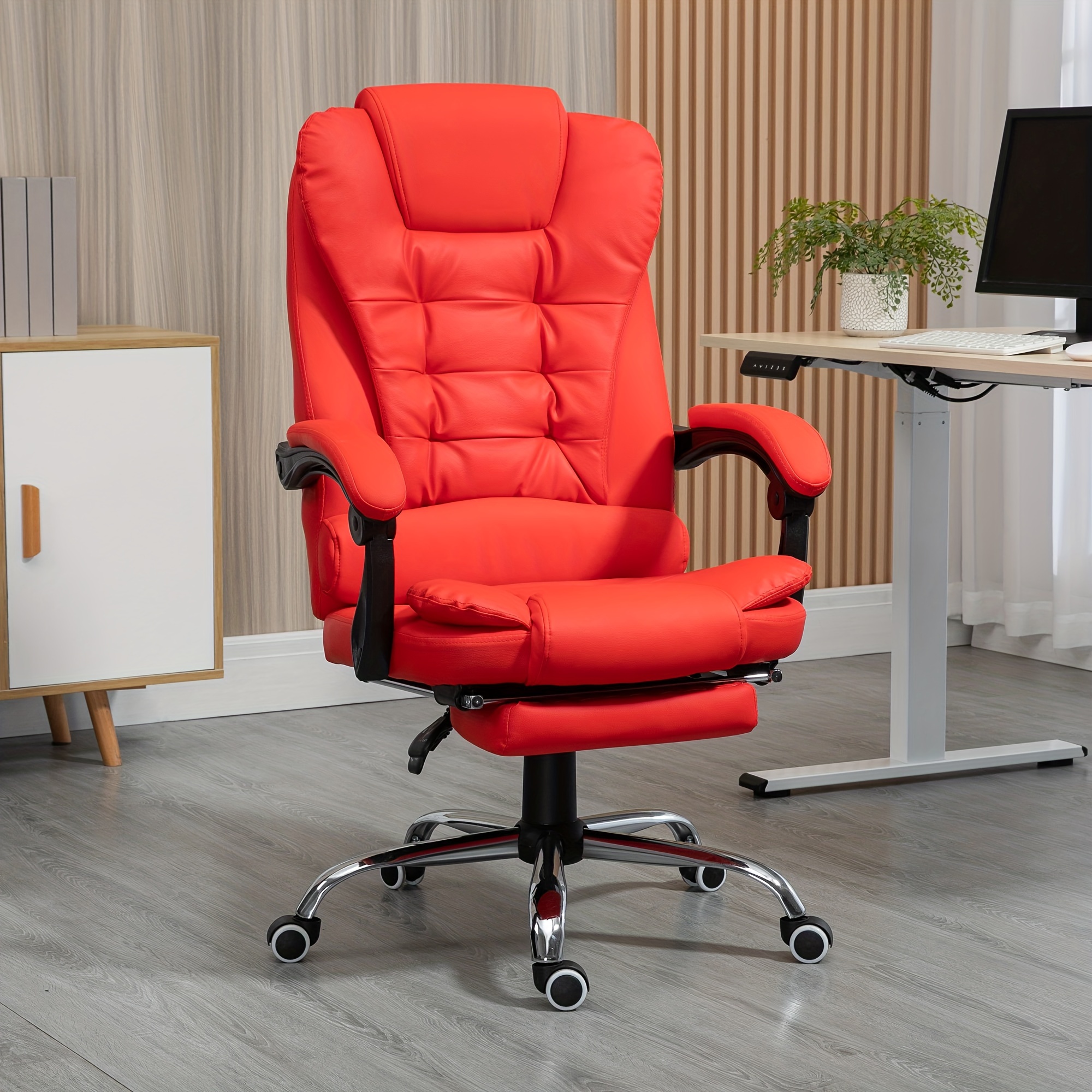 

Vinsetto Big And Tall Executive Office Chair 396lbs With Wide Seat, Home High Back Pu Leather Chair With Adjustable Height, Swivel Wheels, Red