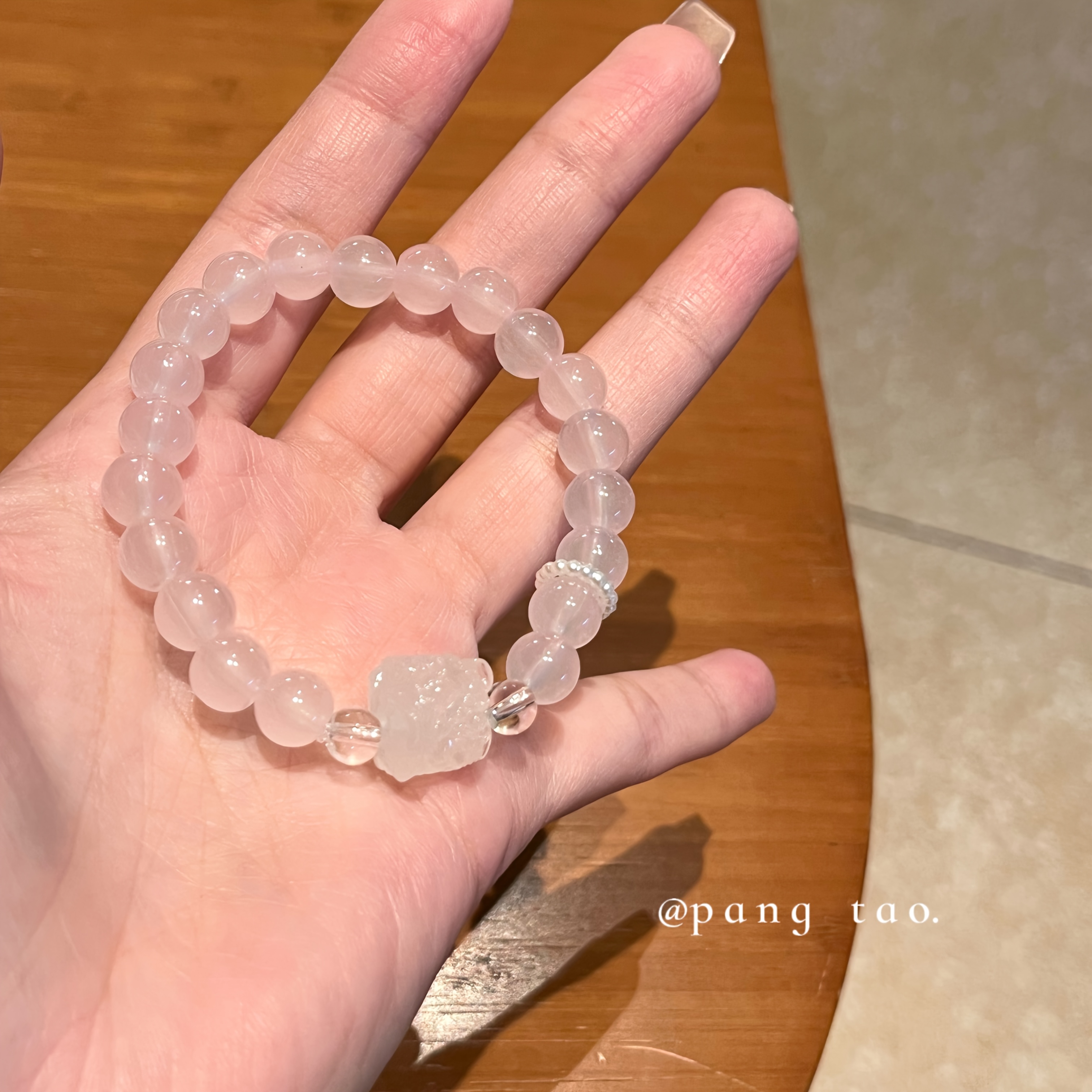 Women's Peach Blossom Crystal Bead Bracelet, Romantic Design