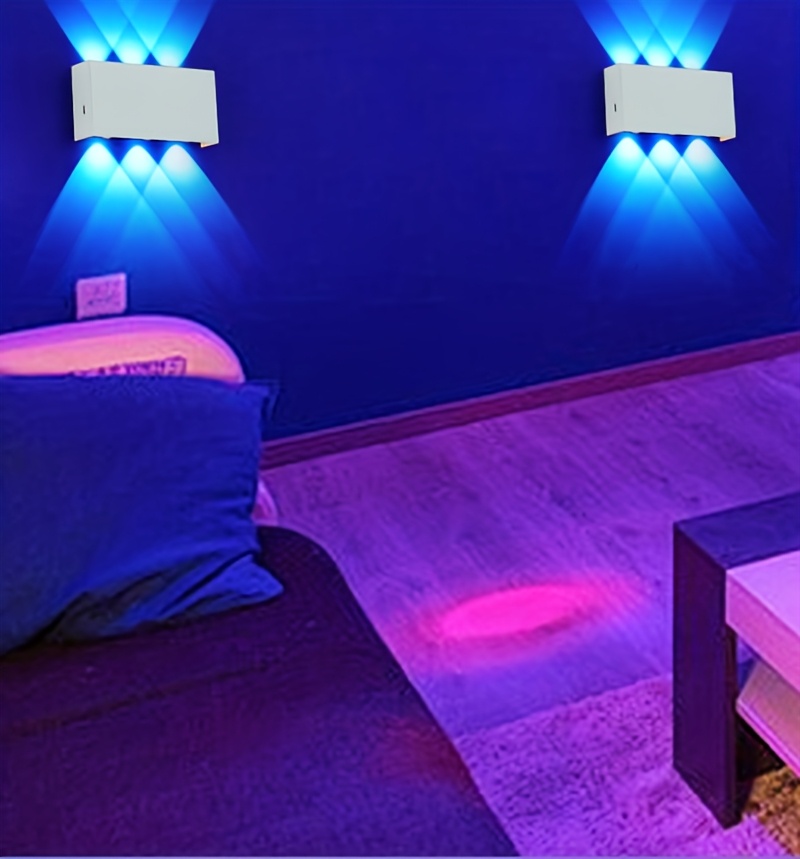 2pcs RGB 7-color Wall Light Battery Powered Degree Bedroom Corridor Living Room Decoration Creative Seven Color Gradient Dimming Night Light