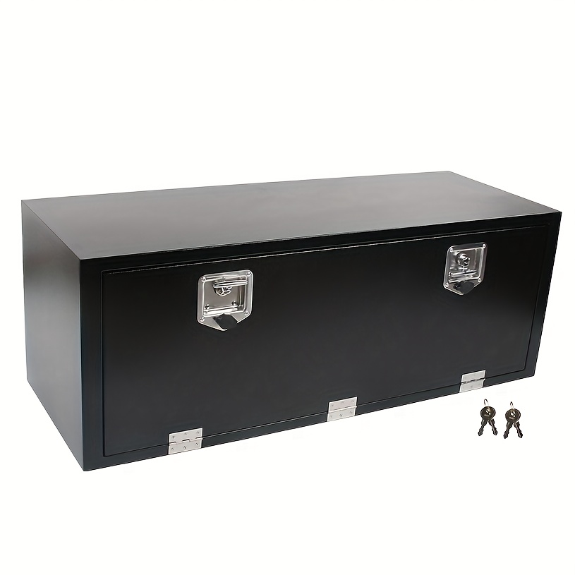 Truck Storage Box Steel, Featuring A T-handle Latch, Measuring 18 By 18 By 48 Inches, Designed For Contractors With A Sturdy Lock, Ideal For Tool Organization And Storage