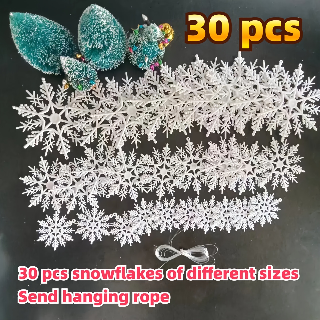 

30pcs Ornaments Set Lanyard - For Christmas Tree & Decorations, Includes 1.96", 2.95", And 3.94