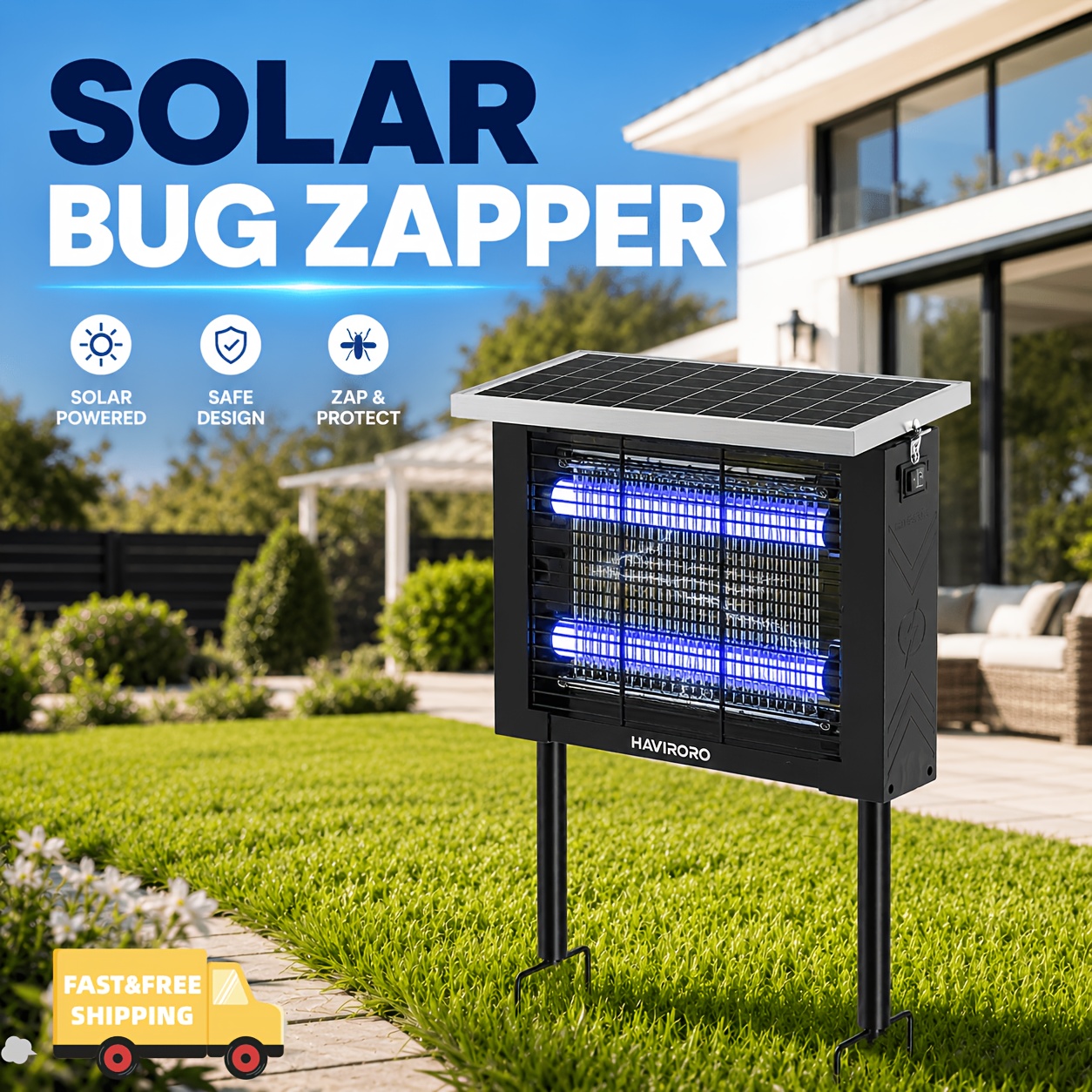 TEMU Solar Bug Zapper, Outdoor Model; 4500- Bug Zapper; Wireless, Portable Camping Bug Zapper With Panel Sensor; Ipx7 Solar Bug Zapper; Ideal