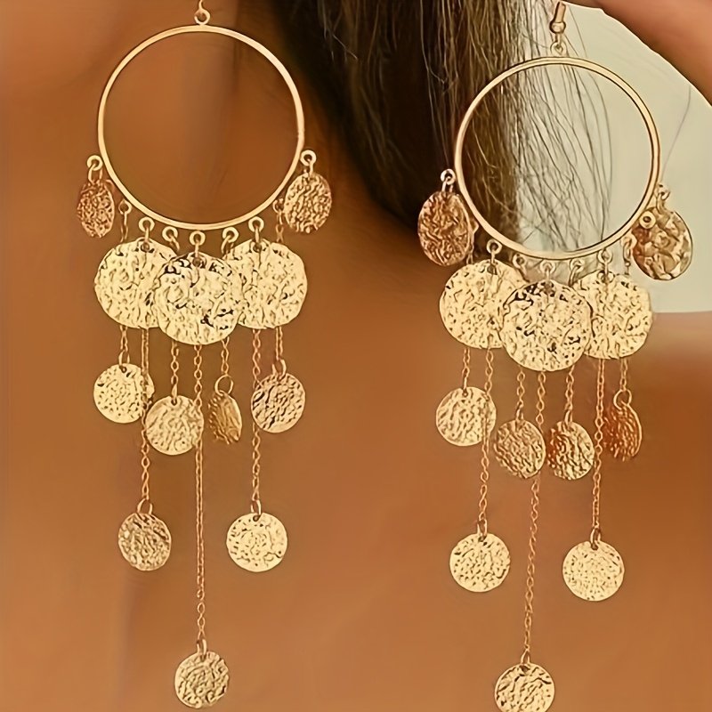 TEMU Boucles d'oreilles à crochet vintage plissées avec pompon rond, accessoires d'oreille tendance et de luxe léger haut de gamme