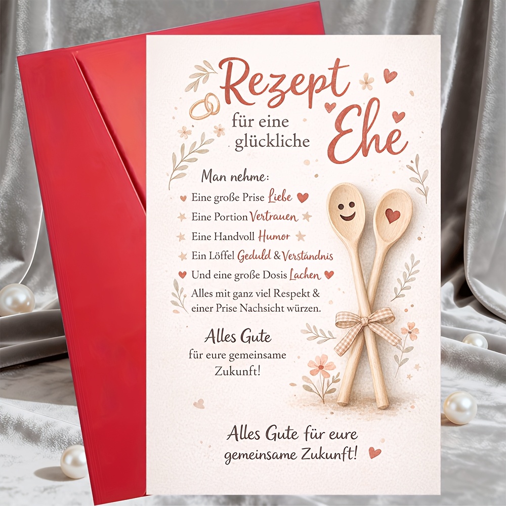 Image of A Card Featuring An Adorable Wooden Spoon Design, Perfect For . This Romantic Greeting Is An Ideal Gift For Engagements, Bridal Showers, Or To A Couple's Anniversary