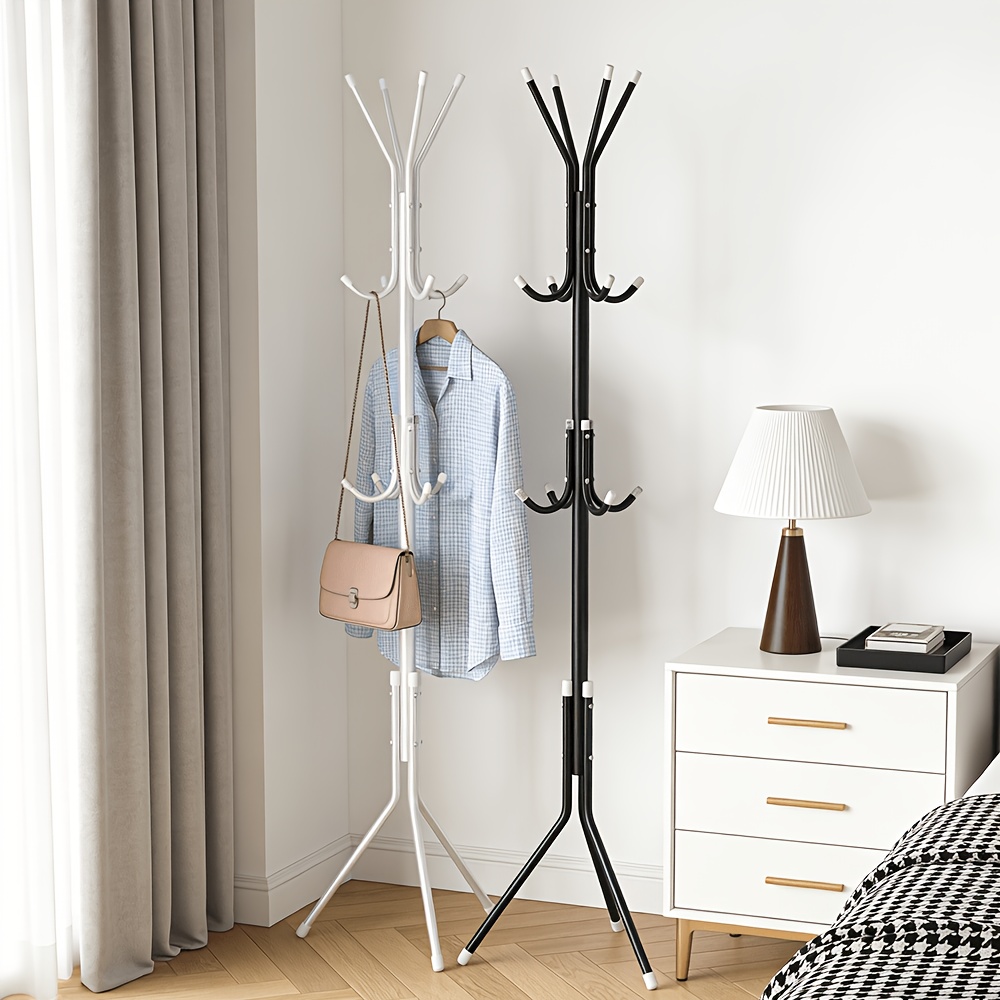 Image of Floor-standing Coat Rack, Entryway Clothing Storage And Organization Rack, Made Of Metal, With Hooks, Freestanding Design, Suitable For Entryway, Living Room, Bedroom And .