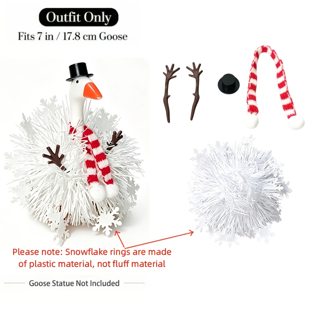 TEMU 5pcs/set 7-inch Christmas Snowman Style Desktop Goose Clothing - Featuring Snowflake And Christmas Elements, Suitable For Home And Office Desk