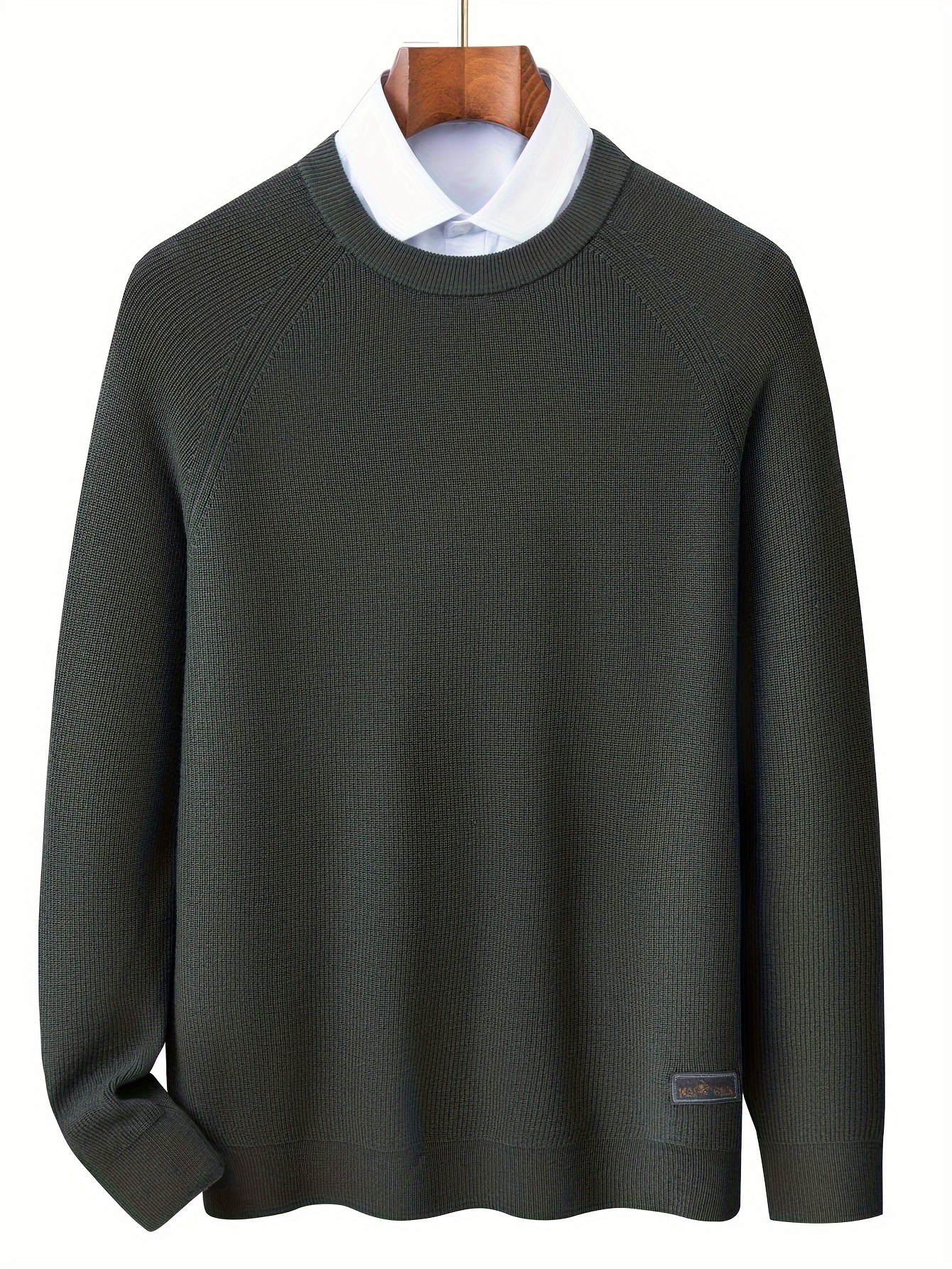mens 100 wool casual crew neck pullover sweater solid Temu
