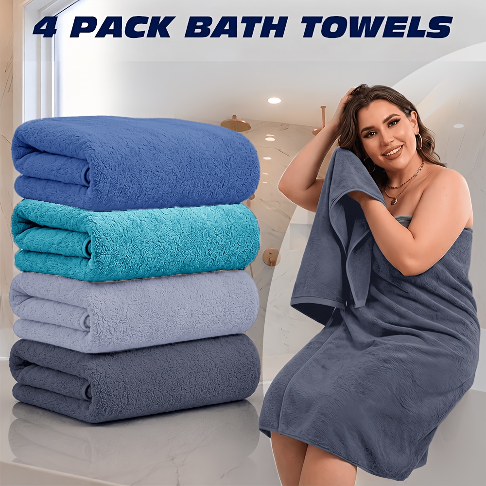 Image of 4-pack 85x165cm Bath Towel Set, Absorbent Quick-dry Towels, Machine Washable For Bathroom Spa Sauna Beach, Halloween Christmas Gift