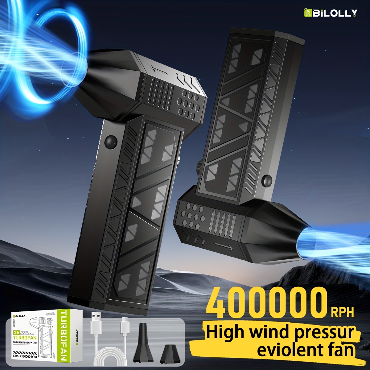 TEMU Souffleur à air comprimé : Ventilateur "violent" haute puissance 400 000 Rph, souffleur d'air rechargeable fil 130 000 RPM, ventilateur turbo