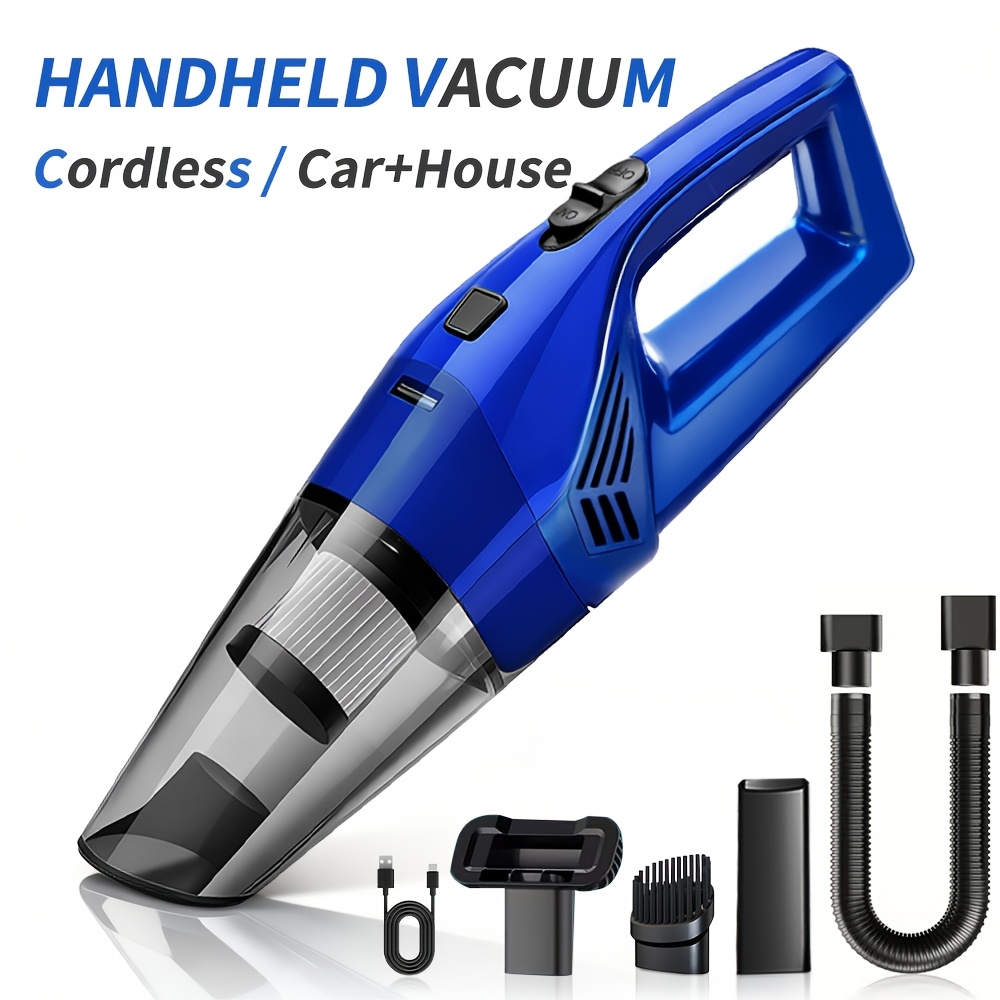 TEMU Car Vacuum Cleaner, Super Suction Handheld Cordless, Large Capacity Battery, , Wireless Vacuum Cleaner, Usb Charging, 6pcs Accessories, Suitable
