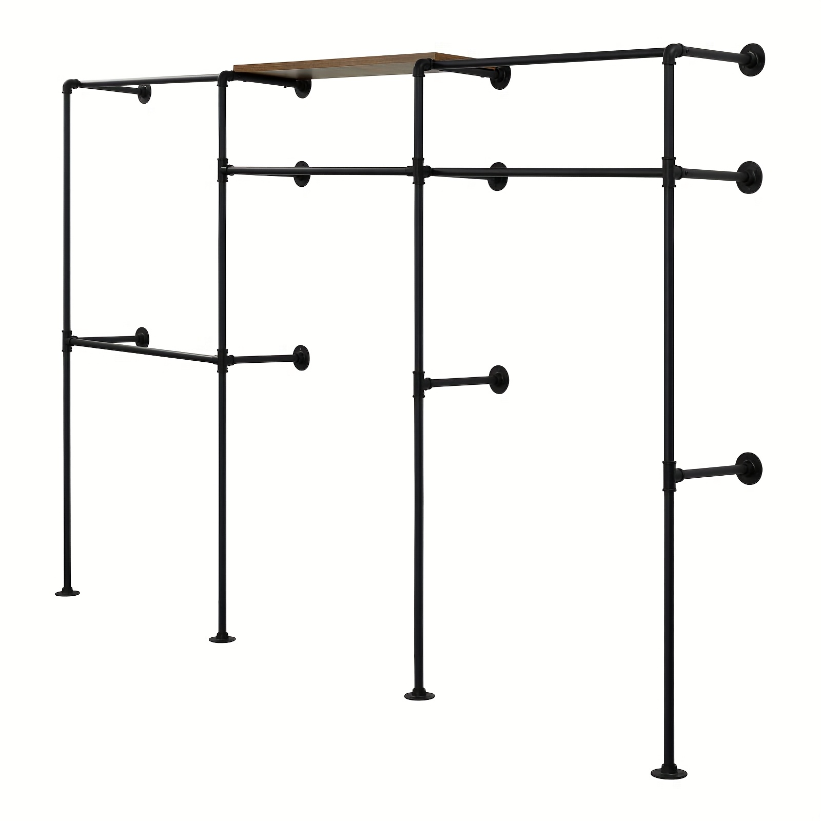 1pc Heavy-duty Industrial Wall-mounted Clothes Rack With Water Pipe Frame & Horizontal Bars - Sturdy Metal Coat Hanger Suitable For, Office, Entryway, Laundry Room, Space- Storage, Modern Minimalist