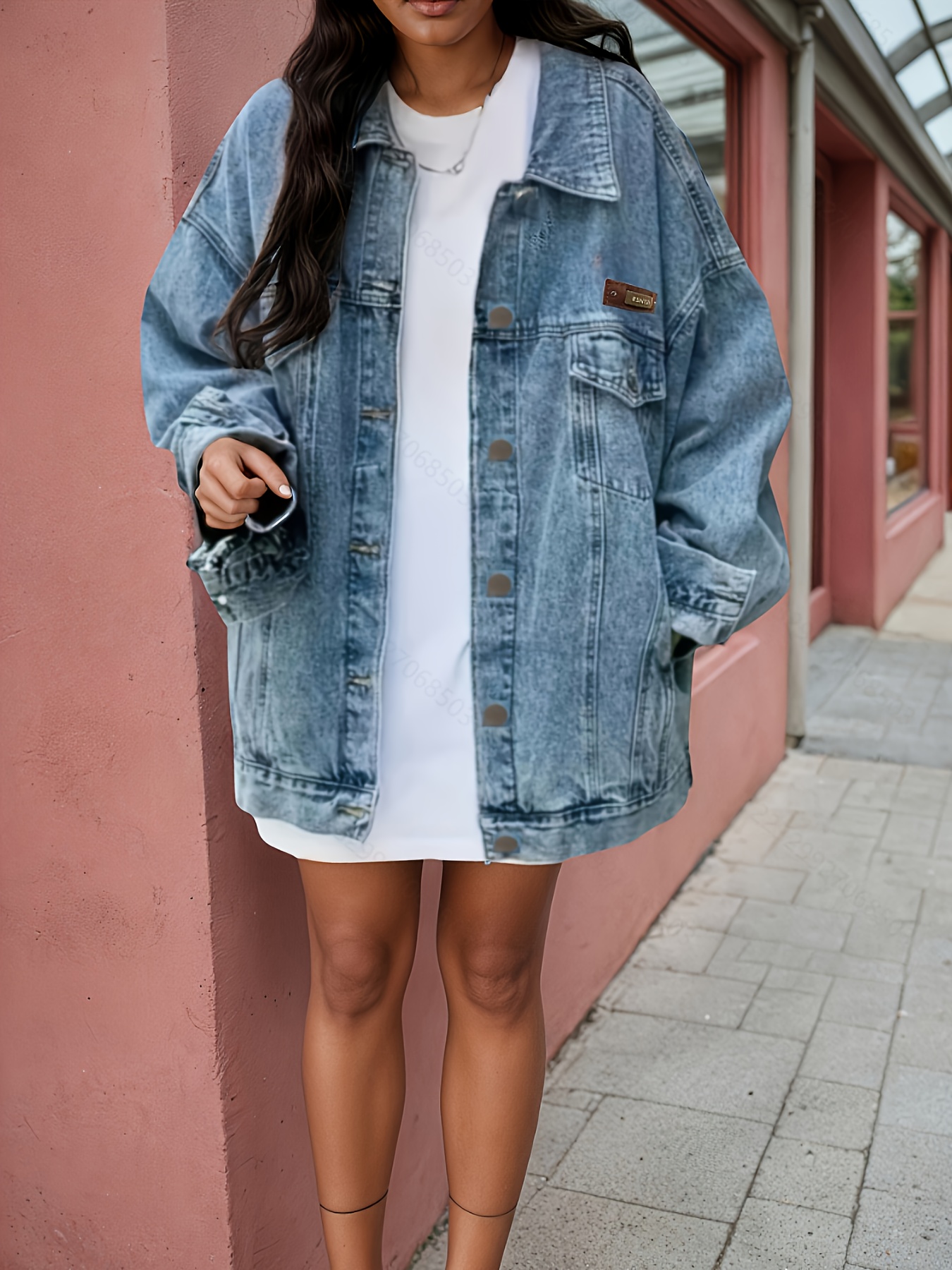 jacket for bodycon dress Denim Casual Outfit Bodycon Dress With Denim Jacket Outfit Size:USA 18 (XXXXL)/50 in.(127 cm)Garment Chest To wear with date dress ZAPAKA Women Dark Blue