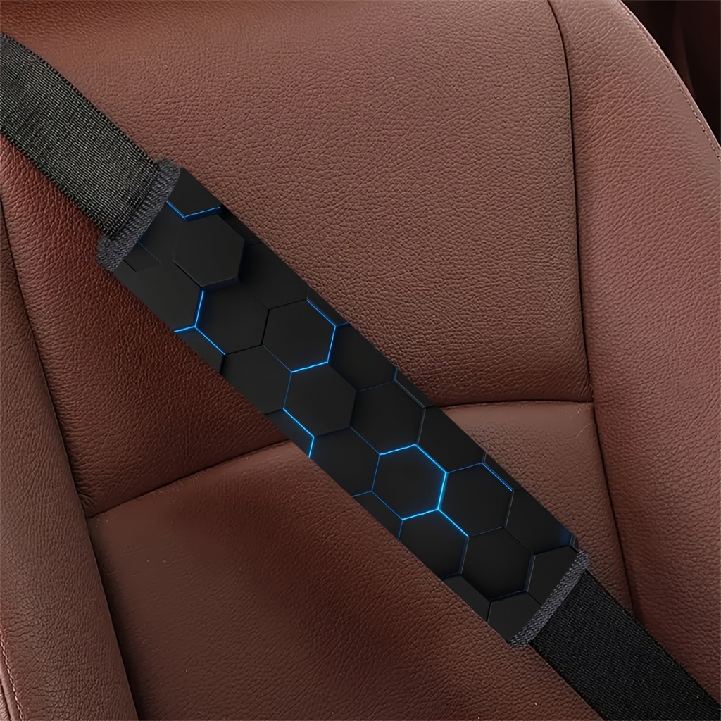 TEMU 1pc Dark Geometric With , Car Seat Belt Shoulder Pads, Soft Polyester Shoulder Protectors, Suitable For All Cars, Comfortable Driving Additions